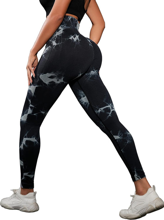 3 Pack Tie Dye Seamless High Waisted Workout Leggings for Women Scrunch Butt Lifting Yoga Gym Athletic Pants