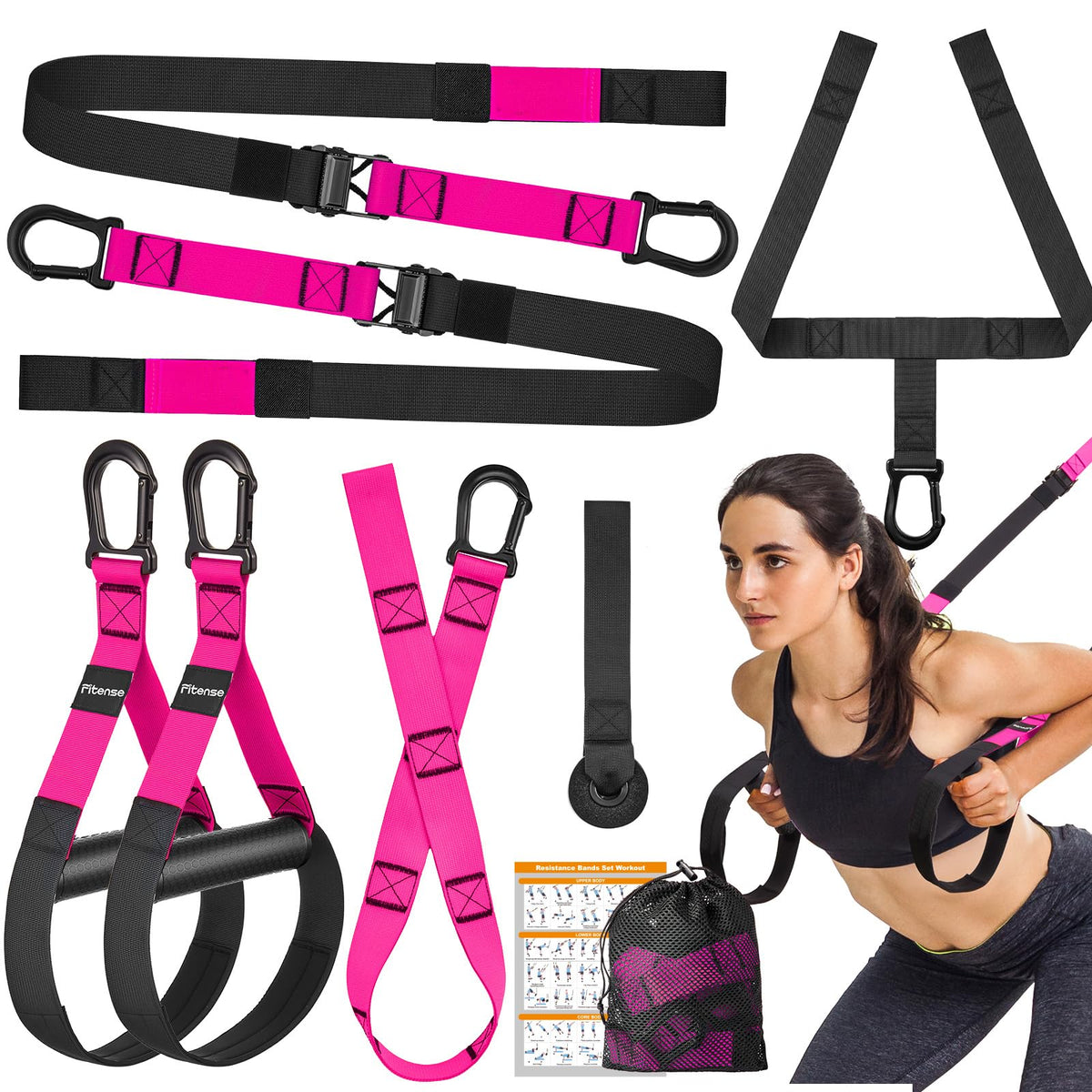 Home Resistance Training Kit, Suspension Trainer Straps with Adjustable Extension, Door Anchor, and Carry Bag – Strength Training Equipment for Full Body Bodyweight Workouts at Home or Outdoors