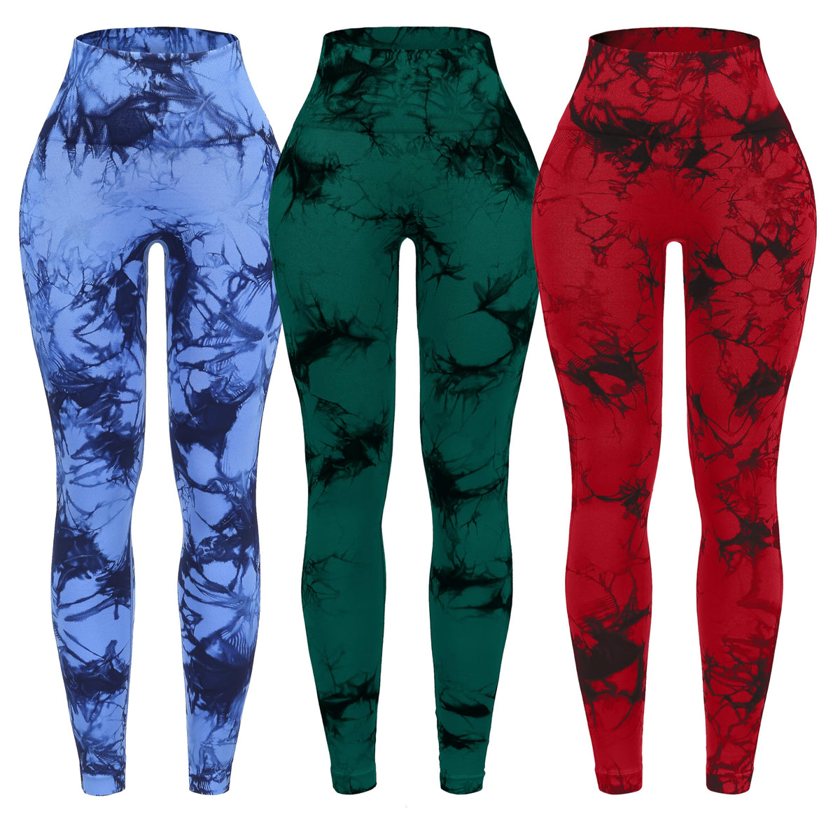 3 Pack Tie Dye Seamless High Waisted Workout Leggings for Women Scrunch Butt Lifting Yoga Gym Athletic Pants
