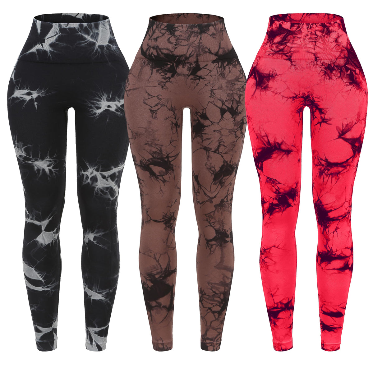 3 Pack Tie Dye Seamless High Waisted Workout Leggings for Women Scrunch Butt Lifting Yoga Gym Athletic Pants