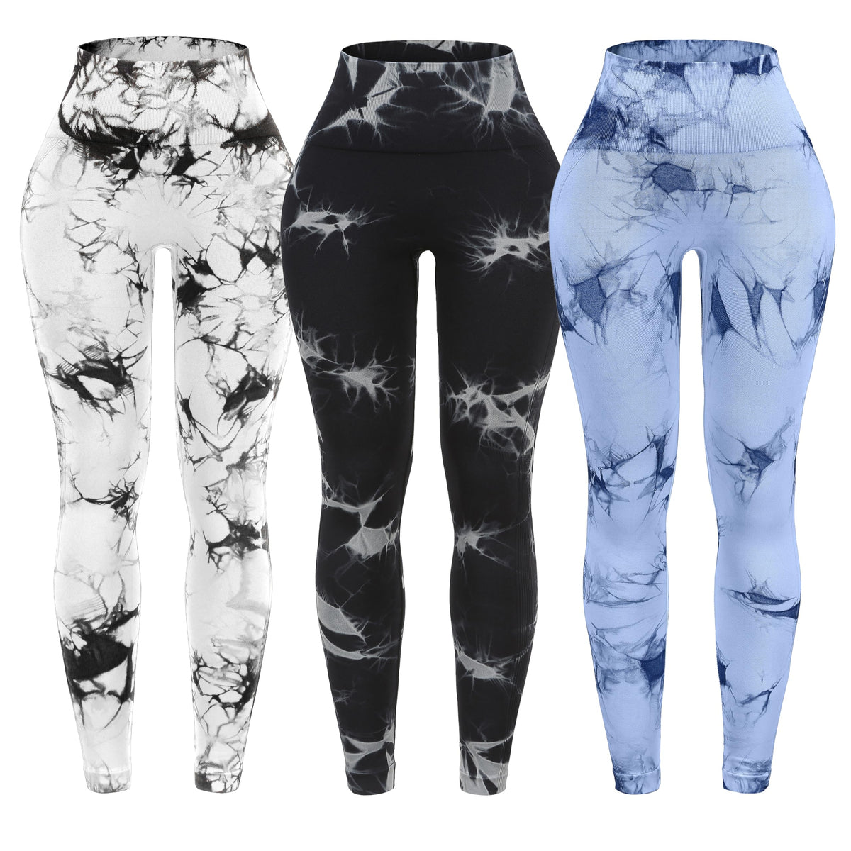 3 Pack Tie Dye Seamless High Waisted Workout Leggings for Women Scrunch Butt Lifting Yoga Gym Athletic Pants