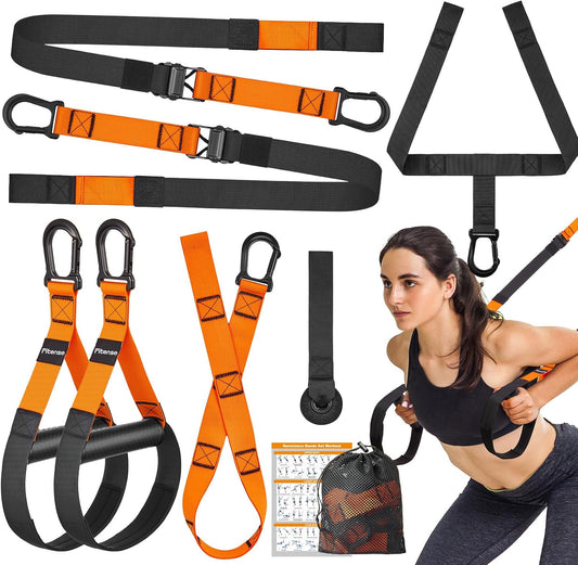 Home Resistance Training Kit, Suspension Trainer Straps with Adjustable Extension, Door Anchor, and Carry Bag – Strength Training Equipment for Full Body Bodyweight Workouts at Home or Outdoors