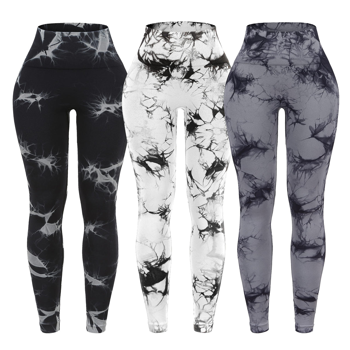 3 Pack Tie Dye Seamless High Waisted Workout Leggings for Women Scrunch Butt Lifting Yoga Gym Athletic Pants