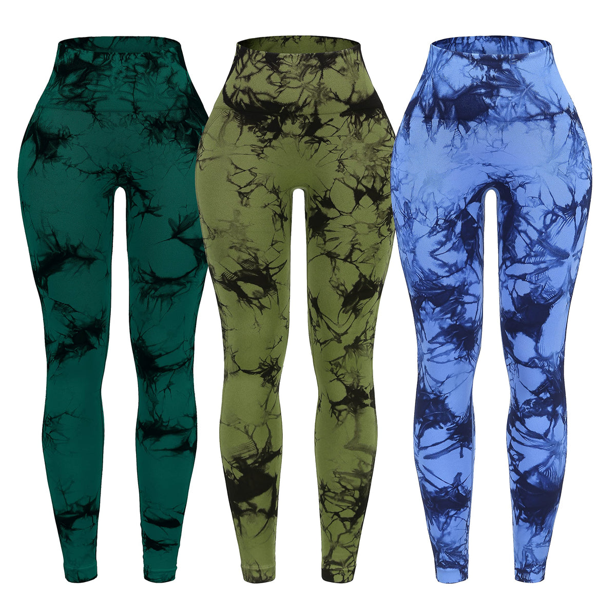 3 Pack Tie Dye Seamless High Waisted Workout Leggings for Women Scrunch Butt Lifting Yoga Gym Athletic Pants