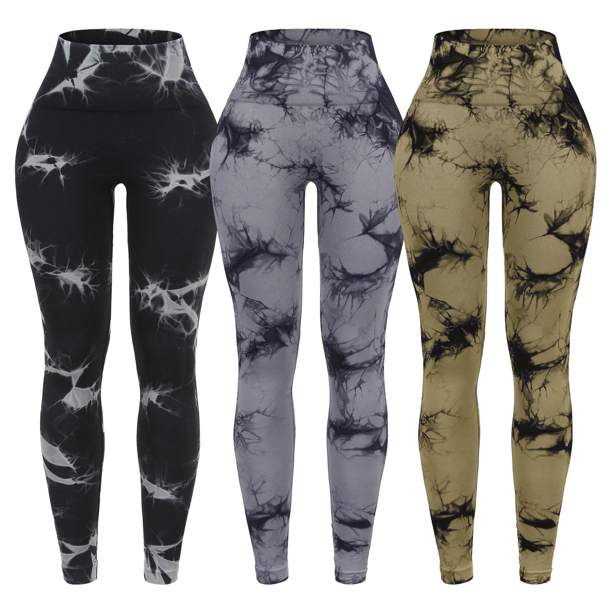 3 Pack Tie Dye Seamless High Waisted Workout Leggings for Women Scrunch Butt Lifting Yoga Gym Athletic Pants