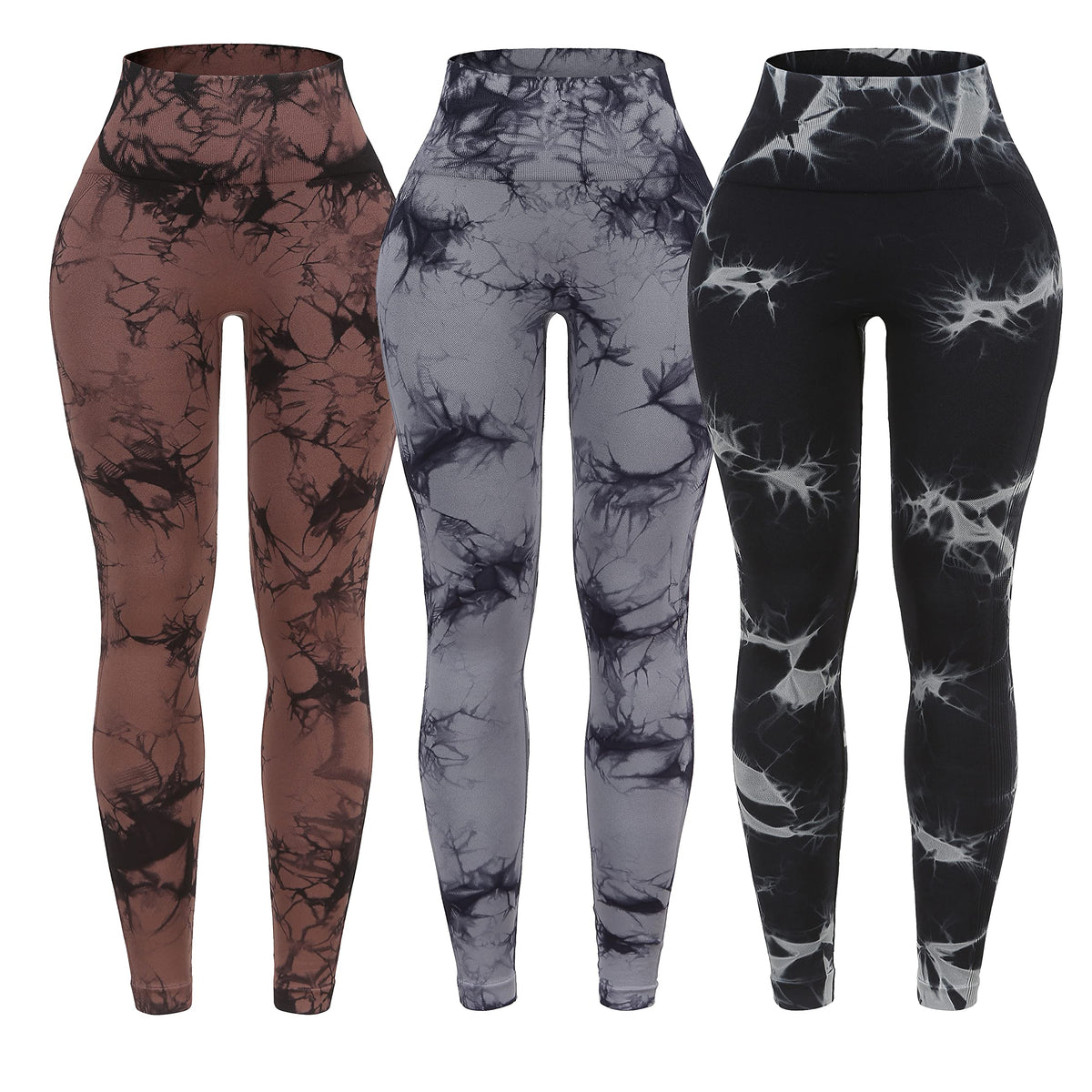 3 Pack Tie Dye Seamless High Waisted Workout Leggings for Women Scrunch Butt Lifting Yoga Gym Athletic Pants