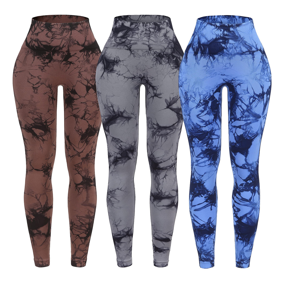 3 Pack Tie Dye Seamless High Waisted Workout Leggings for Women Scrunch Butt Lifting Yoga Gym Athletic Pants